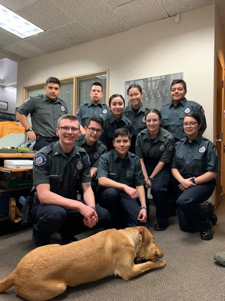 Denver Police Explorers in uniform after a Wednesday training meeting